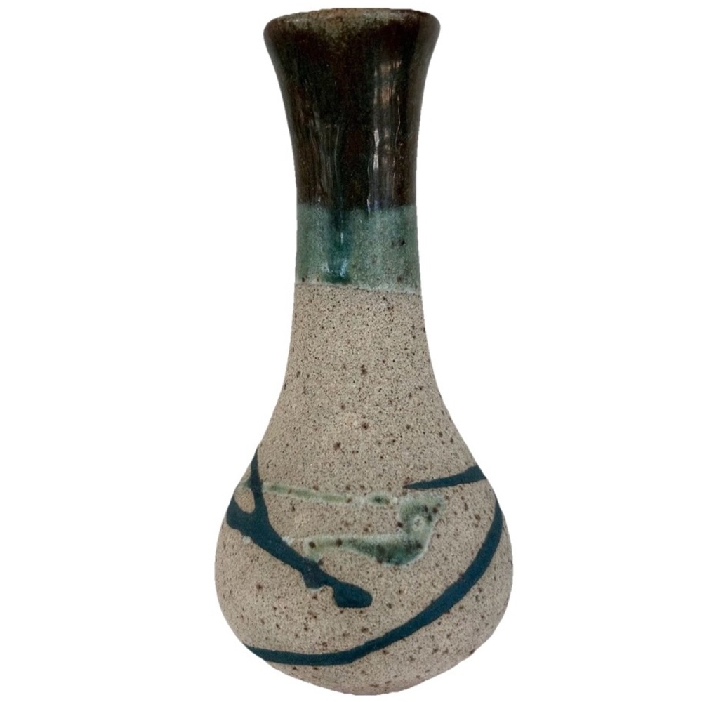 Artistic Ceramic Vase with Blue Accents